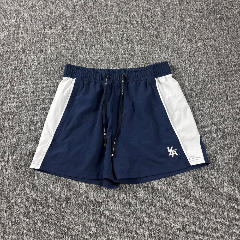 YoungLA Athletic 5 Inch Bodybuilding Gym Shorts Navy Blue White Medium